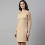 Women Beige Solid Scoop-Neck Camisoles